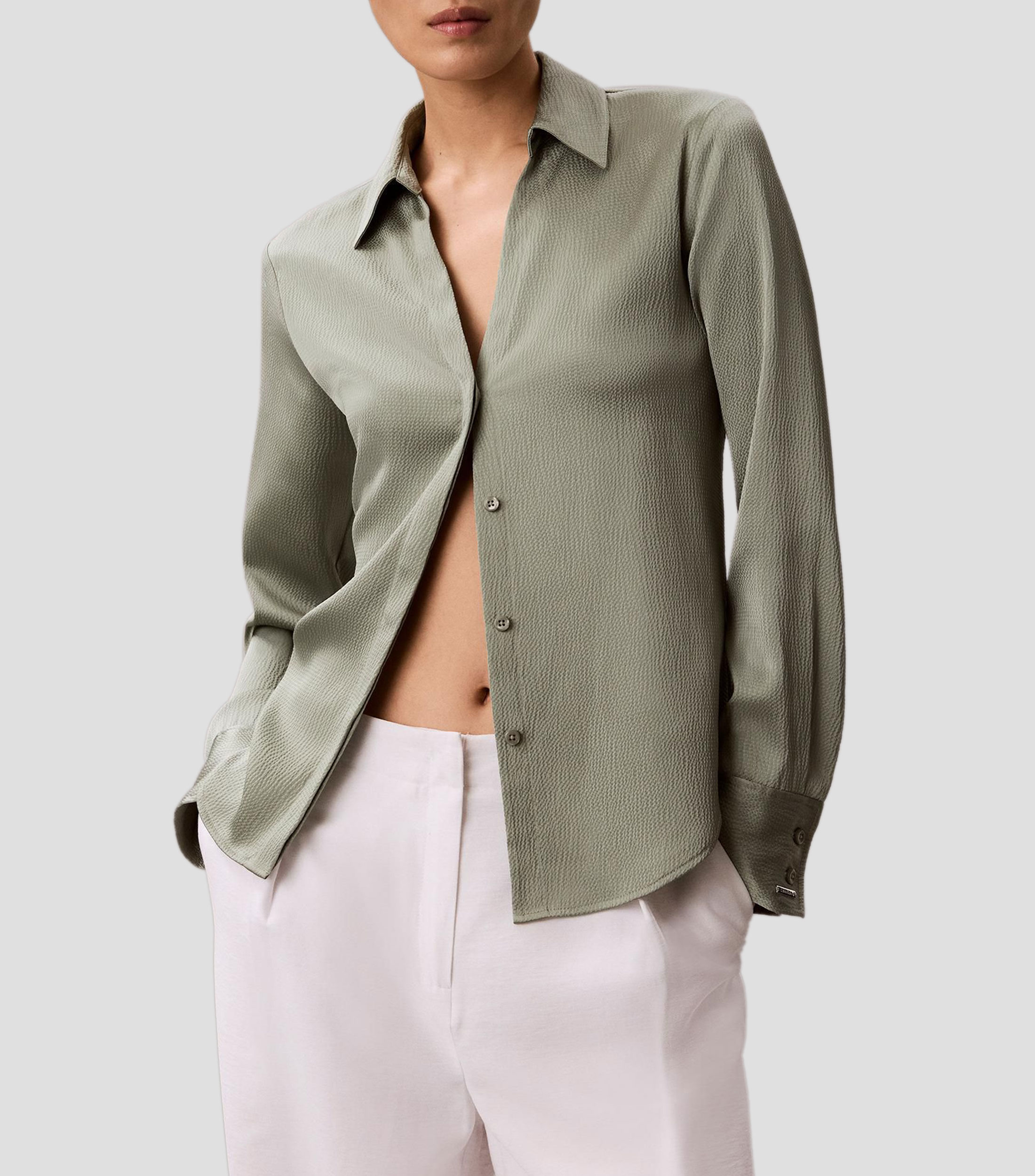 Blusa de diseño sólido y manga larga Mujer